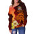 Fiji Custom Personalised Women Off Shoulder Sweater - Tribal Tuna Fish 3