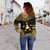 Austral Islands Polynesian Chief Women Off Shoulder Sweater - Gold Version 3