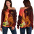 Papua New Guinea Women Off Shoulder Sweater - Tribal Tuna Fish 1
