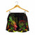 Palau Polynesian Women Shorts - Turtle With Blooming Hibiscus Reggae 2