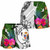 Niue Women Shorts White - Turtle Plumeria Banana Leaf 3