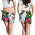 Niue Women Shorts White - Turtle Plumeria Banana Leaf 4