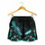 Tokelau Polynesian Women Shorts - Turtle With Blooming Hibiscus Turquoise 2