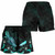 Tokelau Polynesian Women Shorts - Turtle With Blooming Hibiscus Turquoise 3