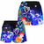 Fiji Custom Personalised Women Shorts - Humpback Whale with Tropical Flowers (Blue) 1