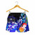 Fiji Custom Personalised Women Shorts - Humpback Whale with Tropical Flowers (Blue) 2