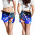 Federated States of Micronesia Women Shorts - Humpback Whale with Tropical Flowers (Blue) 4