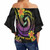 Marshall Islands Custom Personalised Off Shoulder Wrap Waist Top - Plumeria Flowers With Spiral Patterns Crest  2