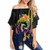 New Caledonia Custom Personalised Off Shoulder Wrap Waist Top - Plumeria Flowers With Spiral Patterns  1