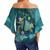 Wallis and Futuna Personalised Off Shoulder Wrap Waist Top - Turtle With Pattern  2