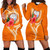 Marshall Islands Polynesian Custom Personalised Hoodie Dress - Orange Floral With Seal 1