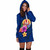 Tahiti Polynesian Women Hoodie Dress - Floral With Seal Blue 3