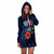 Northern Mariana Islands Polynesian Hoodie Dress - Blue Turtle Hibiscus 3
