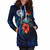 Northern Mariana Islands Polynesian Hoodie Dress - Blue Turtle Hibiscus 5