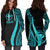 Hawaii Women Hoodie Dress - Turquoise Polynesian Tentacle Tribal Pattern 2