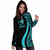 Hawaii Women Hoodie Dress - Turquoise Polynesian Tentacle Tribal Pattern 4
