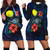 Palau Polynesian Hoodie Dress - Blue Turtle Hibiscus 1