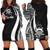 Tuvalu Women Hoodie Dress - White Polynesian Tentacle Tribal Pattern 1