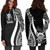 Tuvalu Women Hoodie Dress - White Polynesian Tentacle Tribal Pattern 2