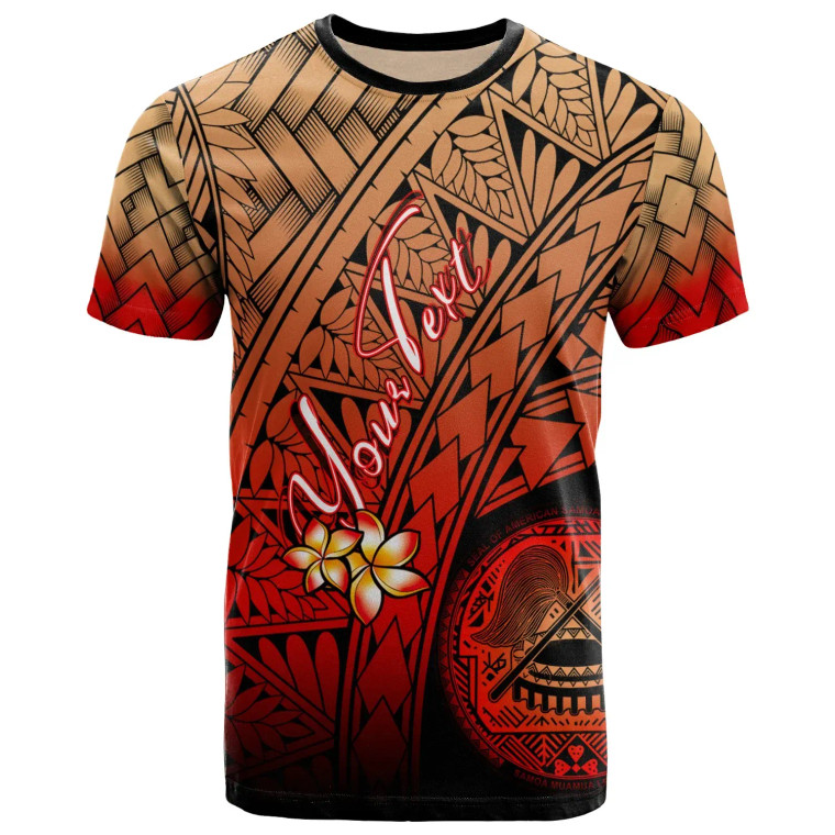 American Samoa Polynesian Custom Personalised T-Shirt - Plumeria Tattoo Tribal 1