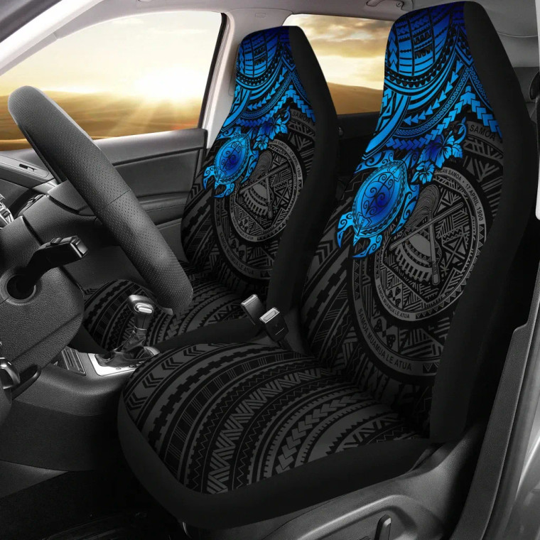 American Samoa Car Seat Covers - American Samoa Seal Blue Turtle Hibiscus