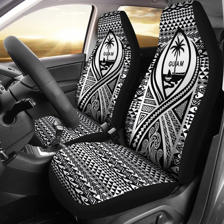 Guam Car Seat Cover - Guam Coat Of Arms Black