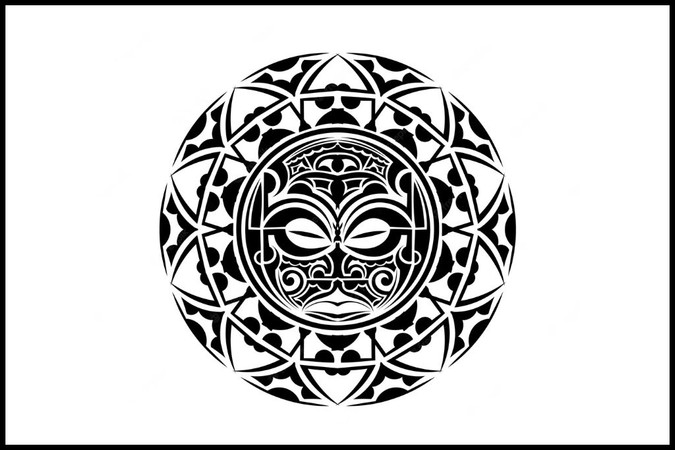 Transparent image of a detailed polynesian tattoo on Craiyon