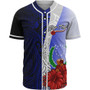 Pohnpei Polynesian Custom Personalised Baseball Shirt - Coat Of Arm With Hibiscus Blue