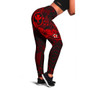 Polynesian Hawaii  Kanaka Maoli Legging - Humpback Whale with Hibiscus (Red) 1