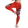 Samoa Polynesian Custom Personalised Legging - Floral With Seal Red 2