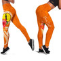 New Caledonia Polynesian Custom Personalised Legging - Orange Floral With Seal 1