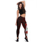 Samoa Polynesian Legging  - Coat Of Arm With Hibiscus 3