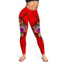 Fiji Polynesian Legging - Floral With Seal Red 3