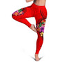 Fiji Polynesian Legging - Floral With Seal Red 4