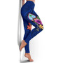 Guam Polynesian Custom Personalised Legging - Floral With Seal Blue 2