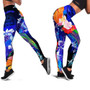 Guam Legging- Humpback Whale with Tropical Flowers (Blue) 2