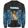 Tonga Polynesian Custom Personalised Sweatshirt - Spirit Style Blue 2