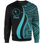 Chuuk Sweatshirt - Turquoise Polynesian Tentacle Tribal Pattern 1