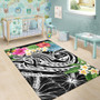 Guam Polynesian Area Rug - Summer Plumeria (Black)