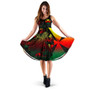 Wallis And Futuna Polynesian Midi Dress - Turtle Hibiscus Reggae 1