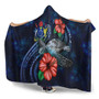 Cook Islands Polynesian Hooded Blanket - Blue Turtle Hibiscus 3