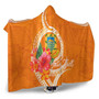 Tuvalu Polynesian Custom Personalised Hooded Blanket - Orange Floral With Seal 3
