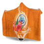 Federated States Of Micronesia Hooded Blanket - Orange Floral With Seal 4