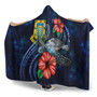 Tuvalu Polynesian Hooded Blanket - Blue Turtle Hibiscus 3