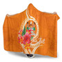 Fiji Polynesian Custom Personalised Hooded Blanket - Orange Floral With Seal 4