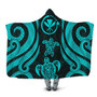 Hawaii Hooded Blanket - Turquoise Tentacle Turtle 1