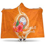 Marshall Islands Polynesian Hooded Blanket - Orange Floral With Seal 1