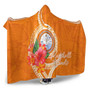 Marshall Islands Polynesian Hooded Blanket - Orange Floral With Seal 3