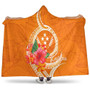 Kosrae Micronesia Hooded Blanket - Orange Floral With Seal 1