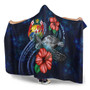 Tonga Polynesian Hooded Blanket - Blue Turtle Hibiscus 3